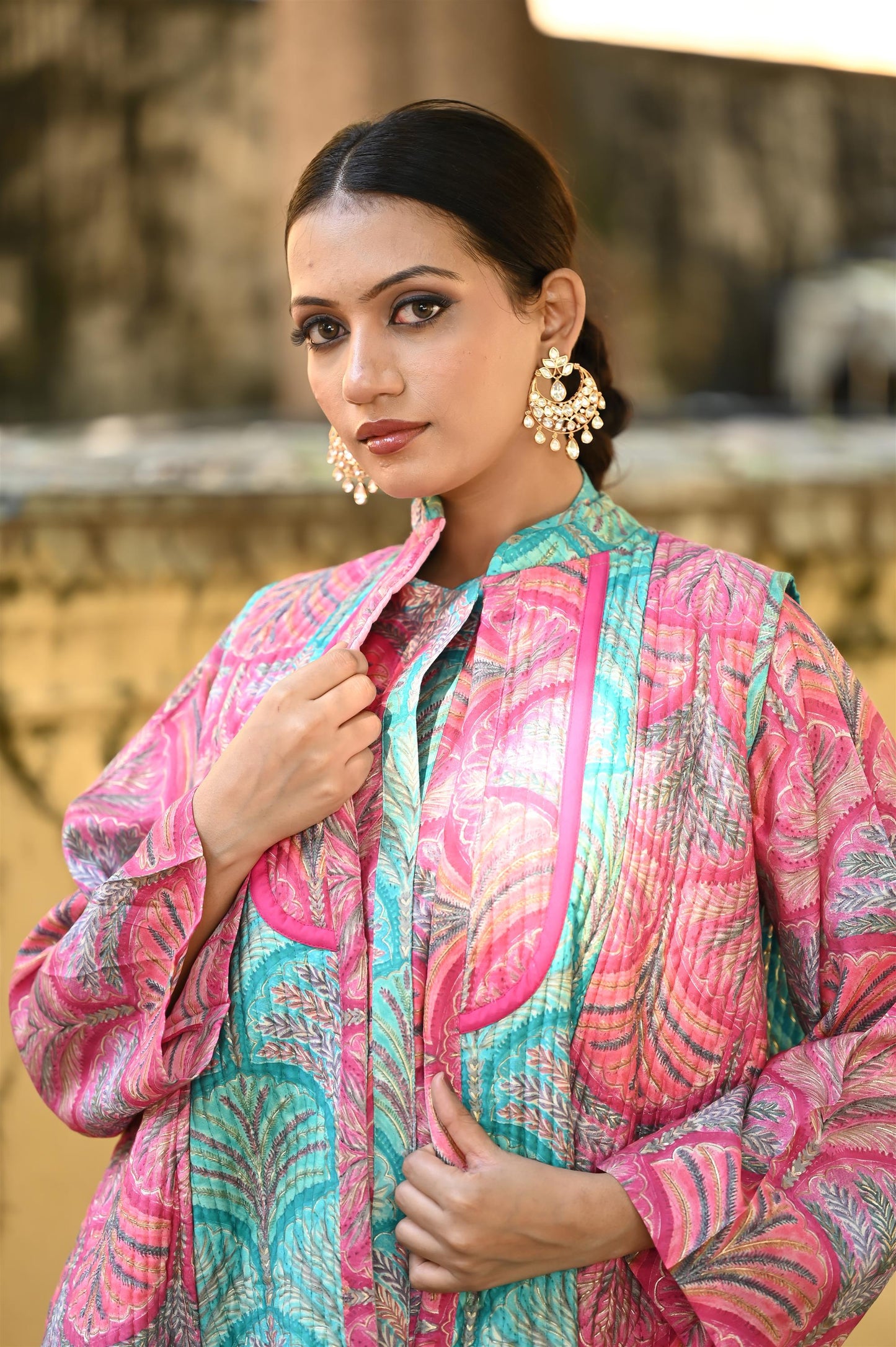 KARA- -قفطان من القطن والحرير مع جاكيت شتوي مبطّن-DELIVERY IN 1 OR 2 DAYS