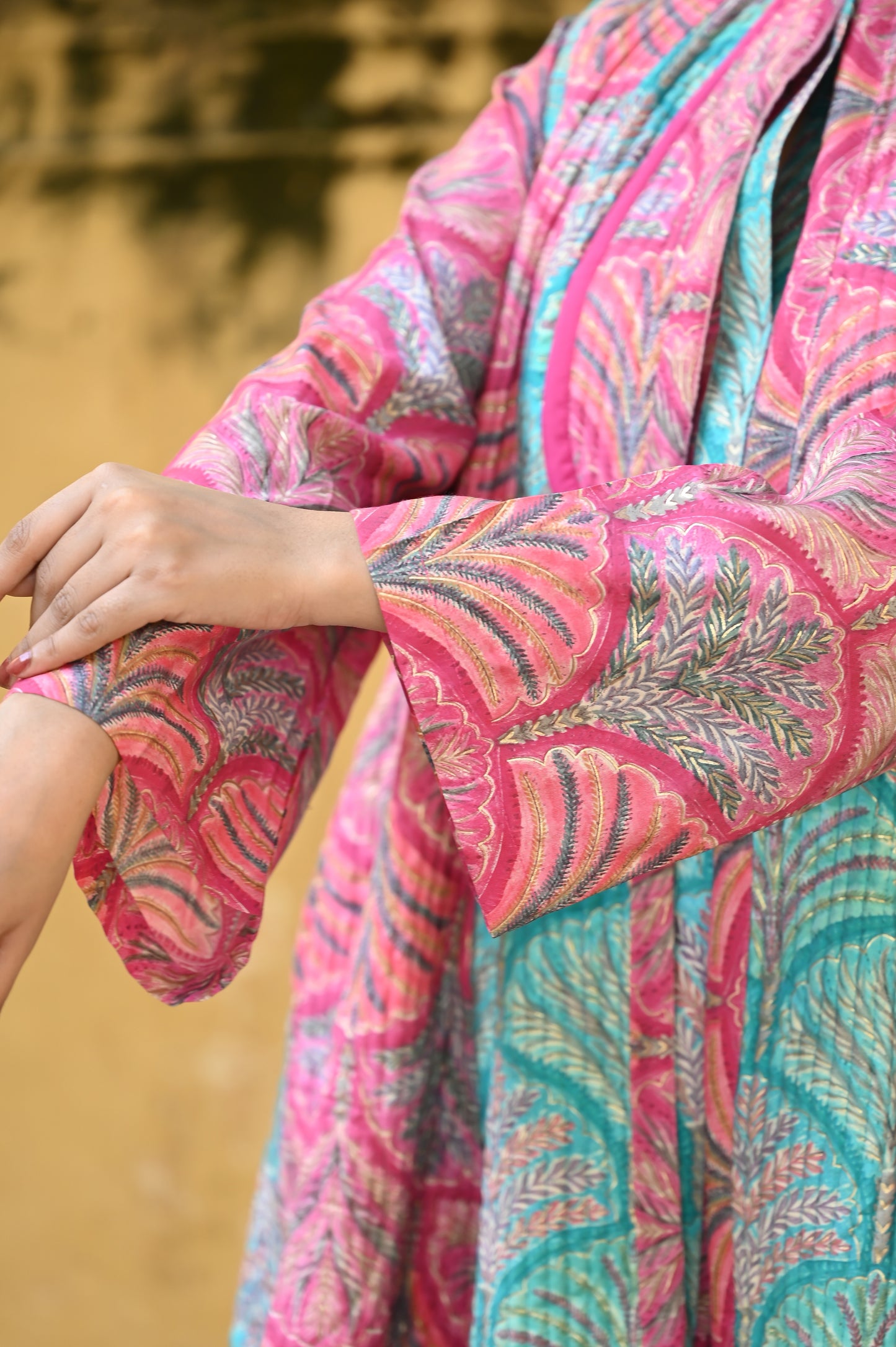 KARA- -قفطان من القطن والحرير مع جاكيت شتوي مبطّن-DELIVERY IN 1 OR 2 DAYS