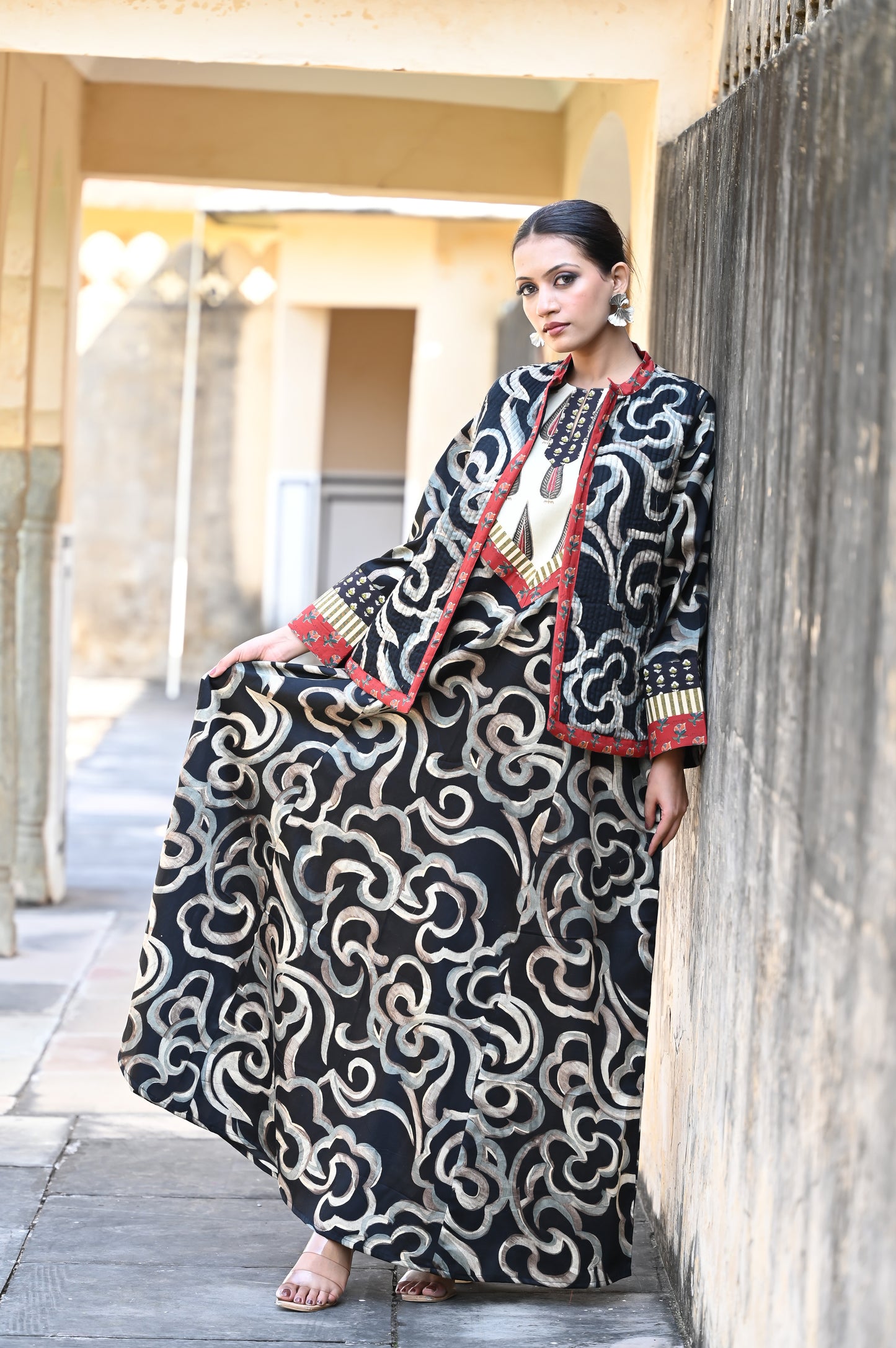 PRAVI-DELIVERY IN 1 OR 2 DAYS-قفطان من القطن والحرير مع جاكيت شتوي مبطّن