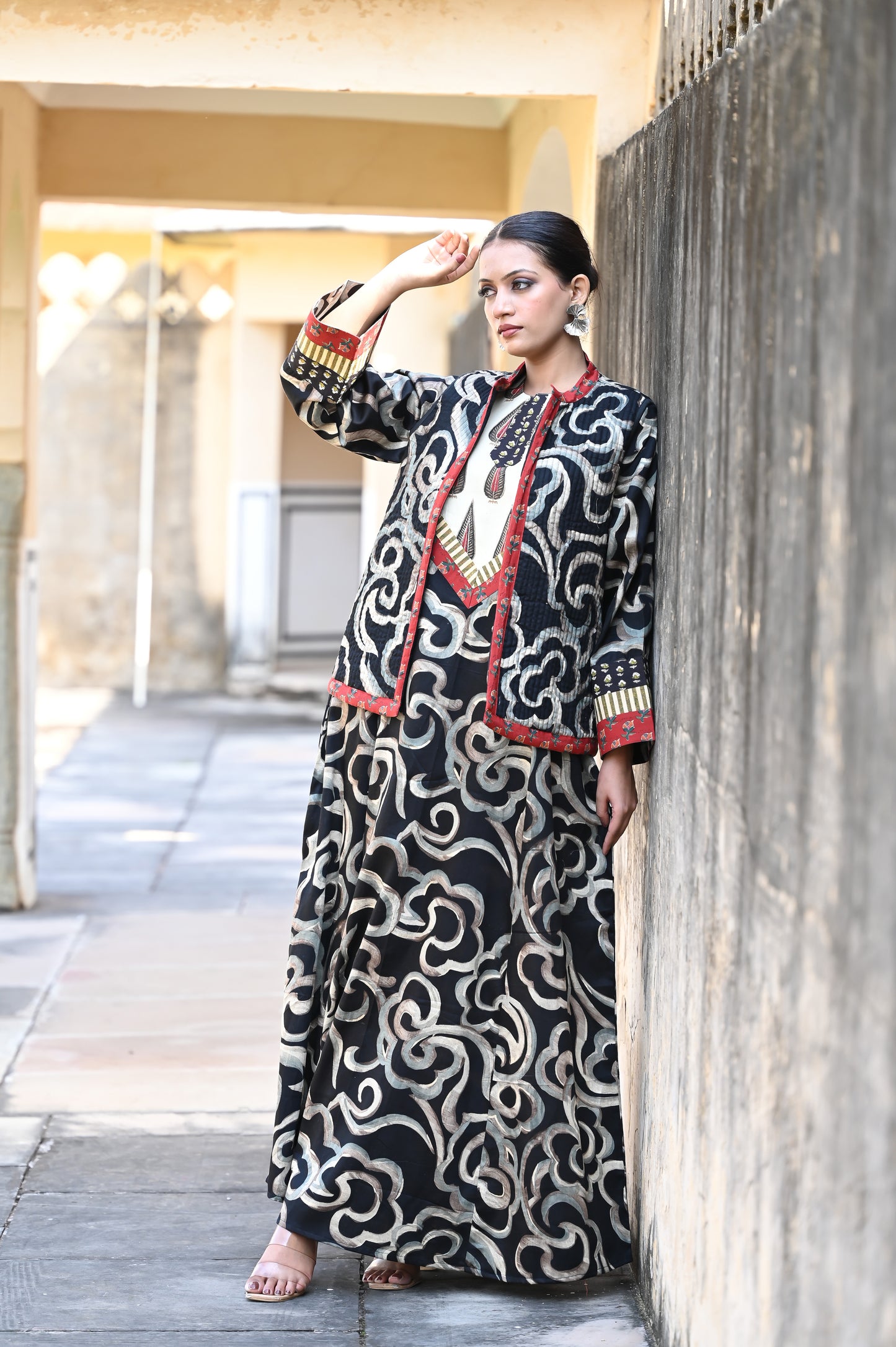 PRAVI-DELIVERY IN 1 OR 2 DAYS-قفطان من القطن والحرير مع جاكيت شتوي مبطّن