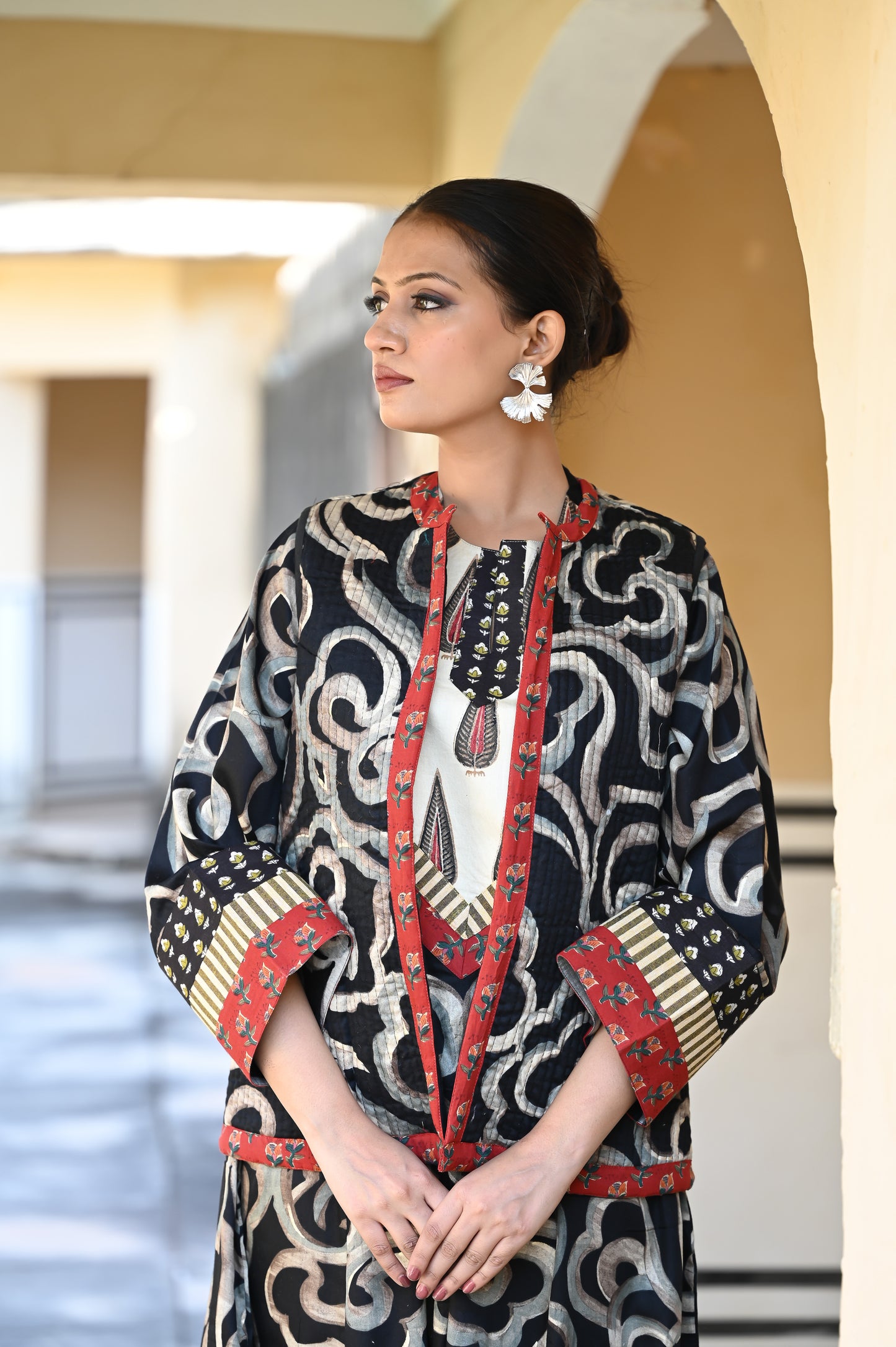 PRAVI-DELIVERY IN 1 OR 2 DAYS-قفطان من القطن والحرير مع جاكيت شتوي مبطّن