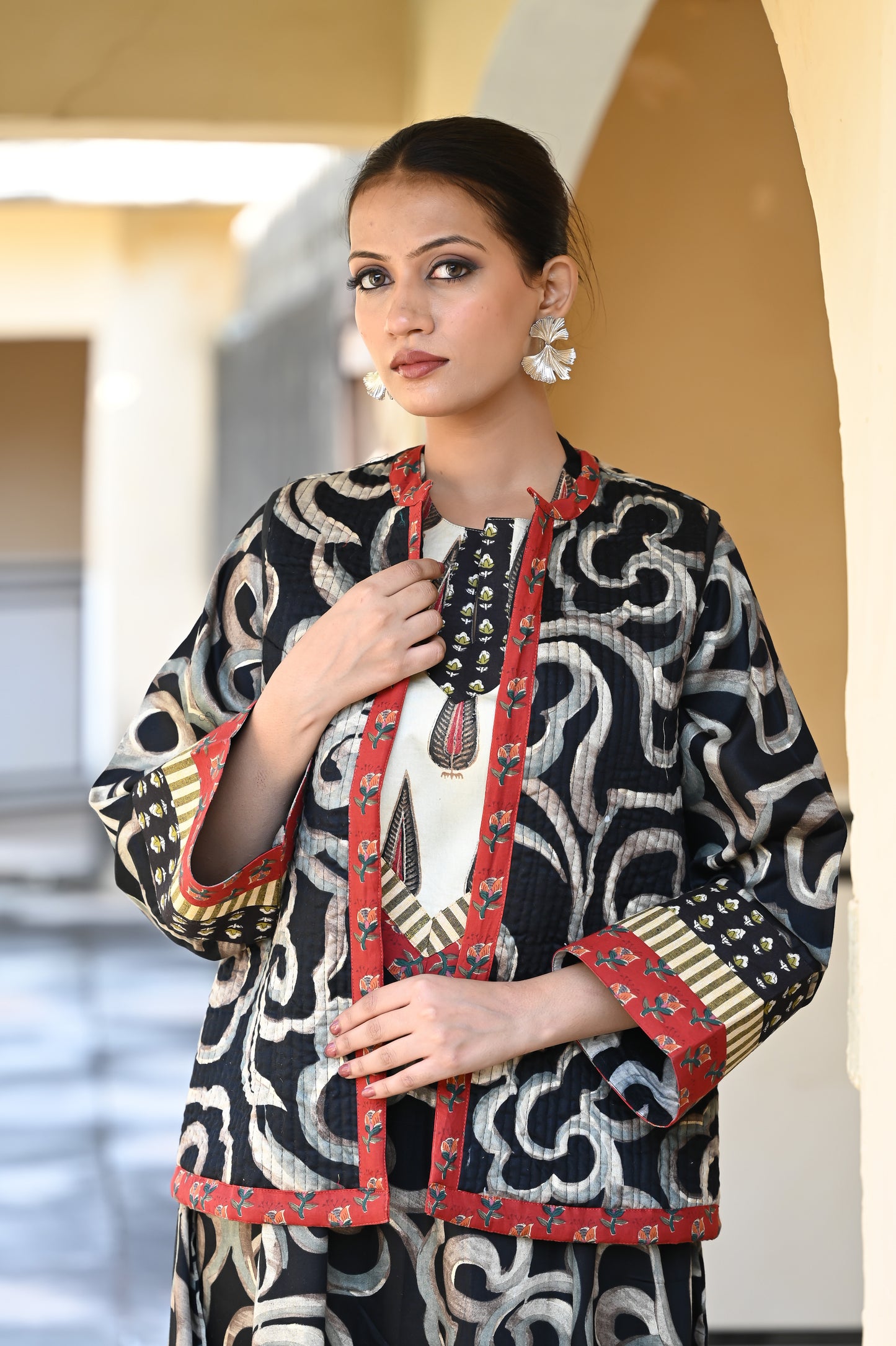 PRAVI-DELIVERY IN 1 OR 2 DAYS-قفطان من القطن والحرير مع جاكيت شتوي مبطّن