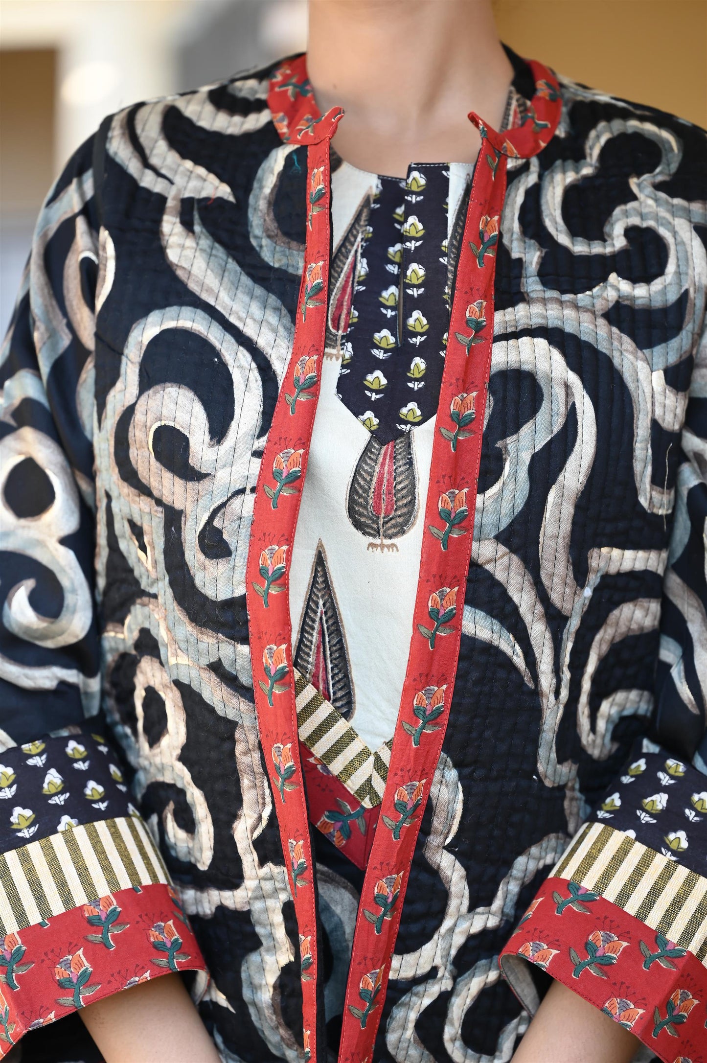 PRAVI-DELIVERY IN 1 OR 2 DAYS-قفطان من القطن والحرير مع جاكيت شتوي مبطّن