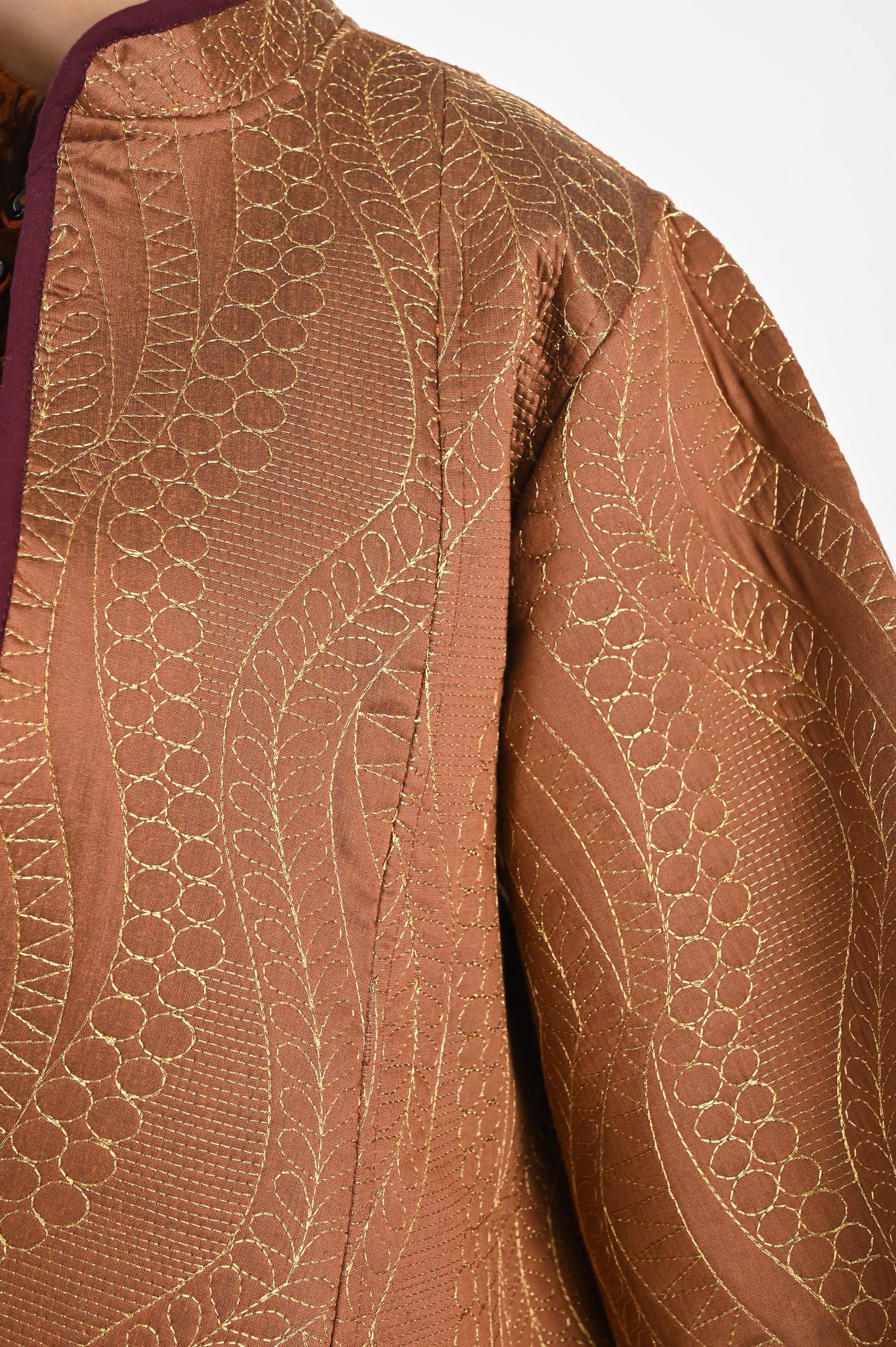 VAYU-VELVET KAFTAN AND QUILTED EMBROIDERED JACKET SET-DELIVERY IN 7 TO 10 DAYS