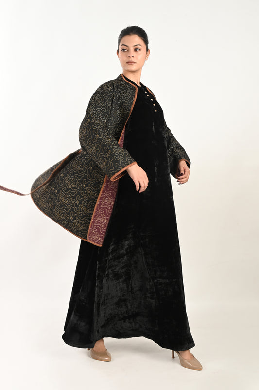AGNI-VELVET KAFTAN AND JACKET SET-DELIVERY IN 7 TO 10 DAYS