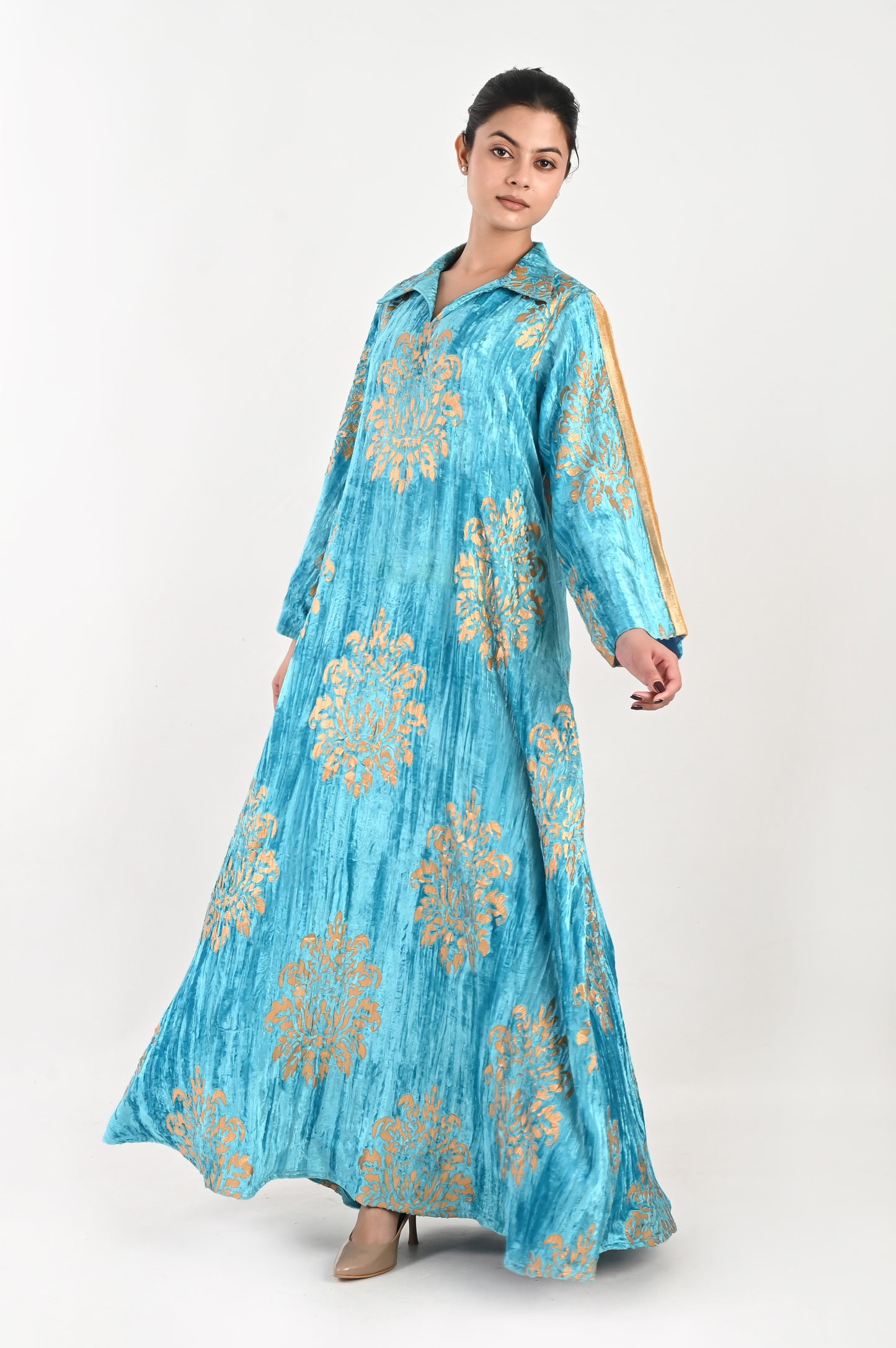 AGNEYA VELVET BLUE-DELIVERY IN 7 TO 10 DAYS