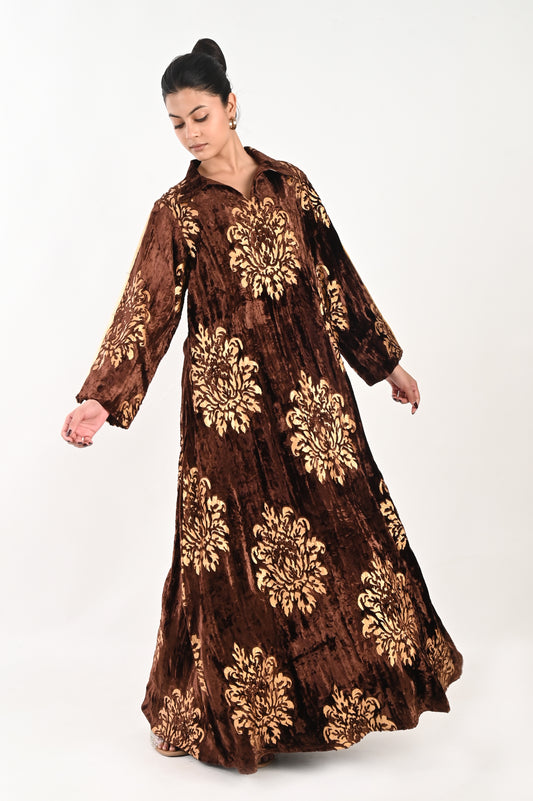 AGNEYA VELVET BROWN-DELIVERY IN 7 TO 10 DAYS