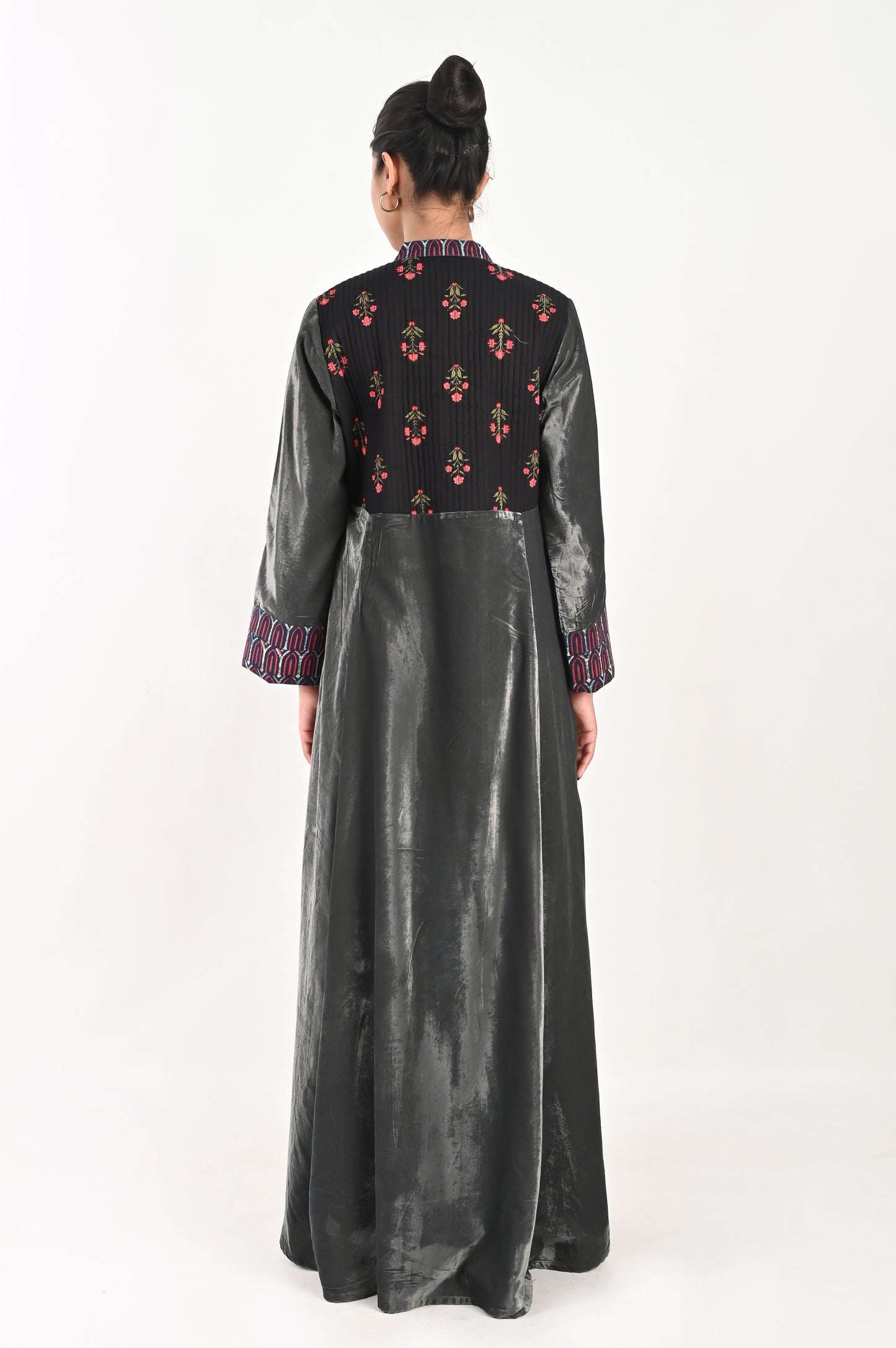 KASHVI VELVET AND QUILTED COTTON KAFTAN-DELIVERY IN 7 TO 10 DAYS