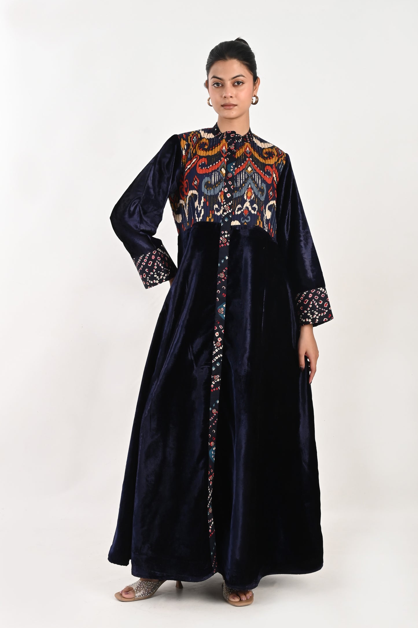 MAGHA VELVET AND QUILTED COTTON KAFTAN-DELIVERY IN 7 TO 10 DAYS