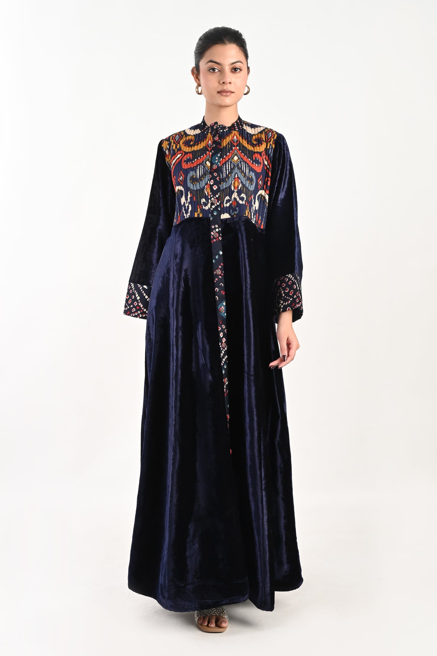 MAGHA VELVET AND QUILTED COTTON KAFTAN-DELIVERY IN 7 TO 10 DAYS