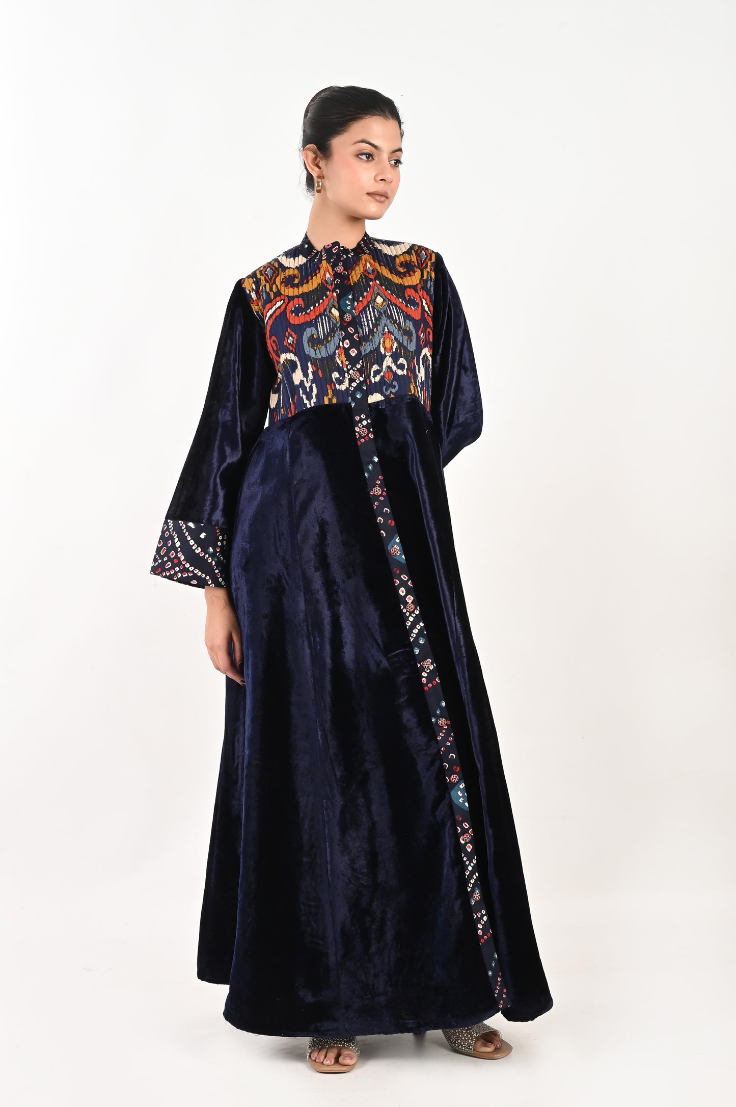 MAGHA VELVET AND QUILTED COTTON KAFTAN-DELIVERY IN 7 TO 10 DAYS