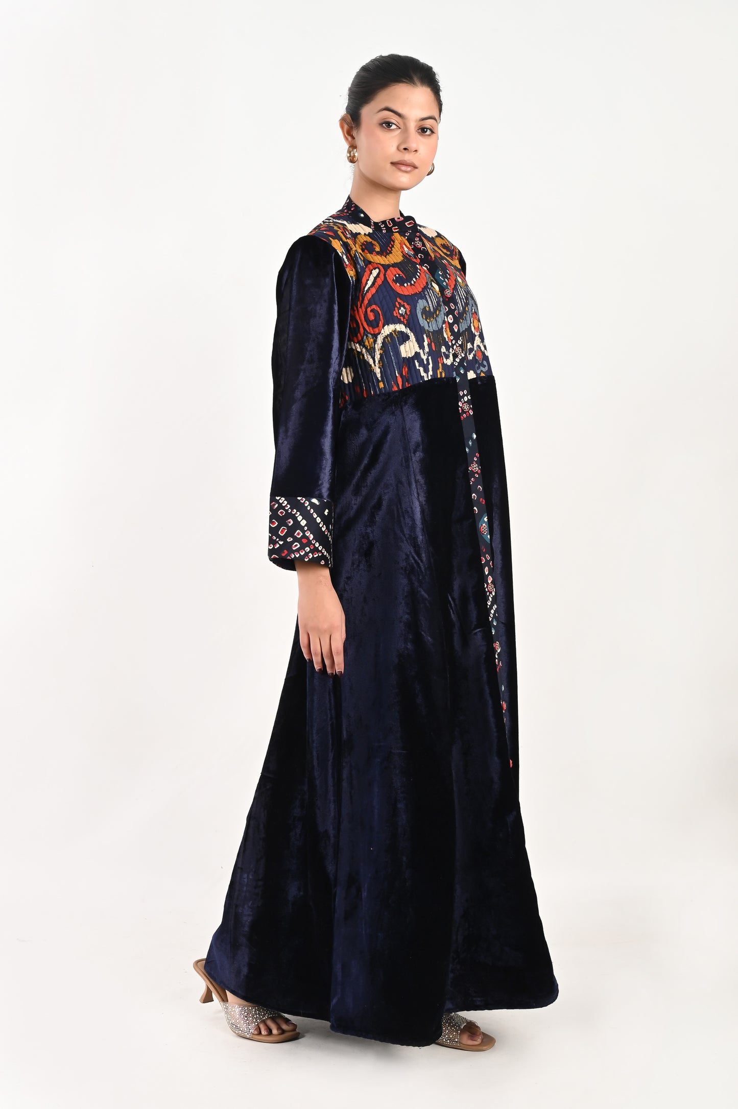 MAGHA VELVET AND QUILTED COTTON KAFTAN-DELIVERY IN 7 TO 10 DAYS