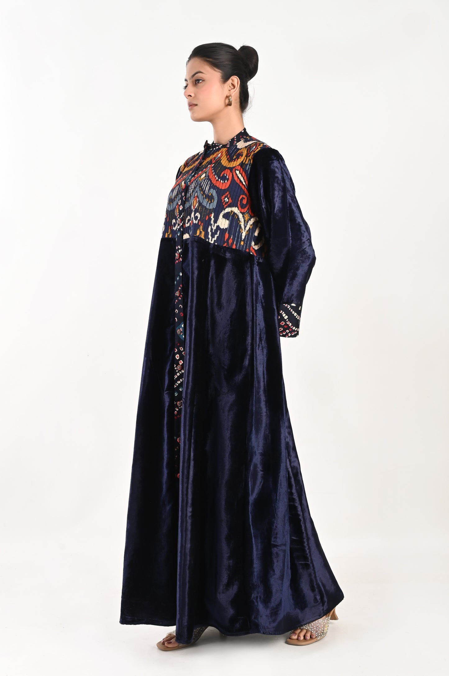 MAGHA VELVET AND QUILTED COTTON KAFTAN-DELIVERY IN 7 TO 10 DAYS