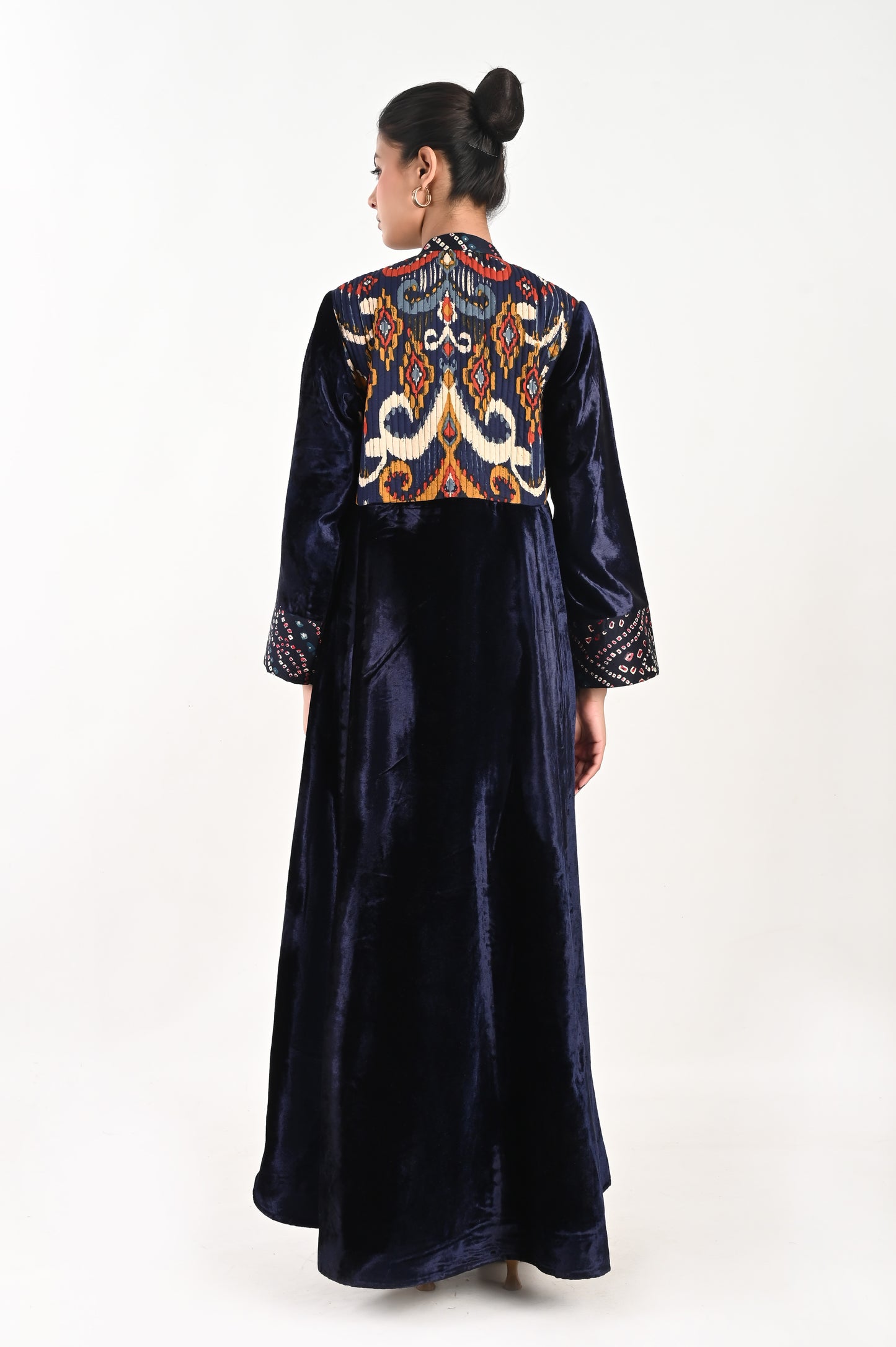 MAGHA VELVET AND QUILTED COTTON KAFTAN-DELIVERY IN 7 TO 10 DAYS