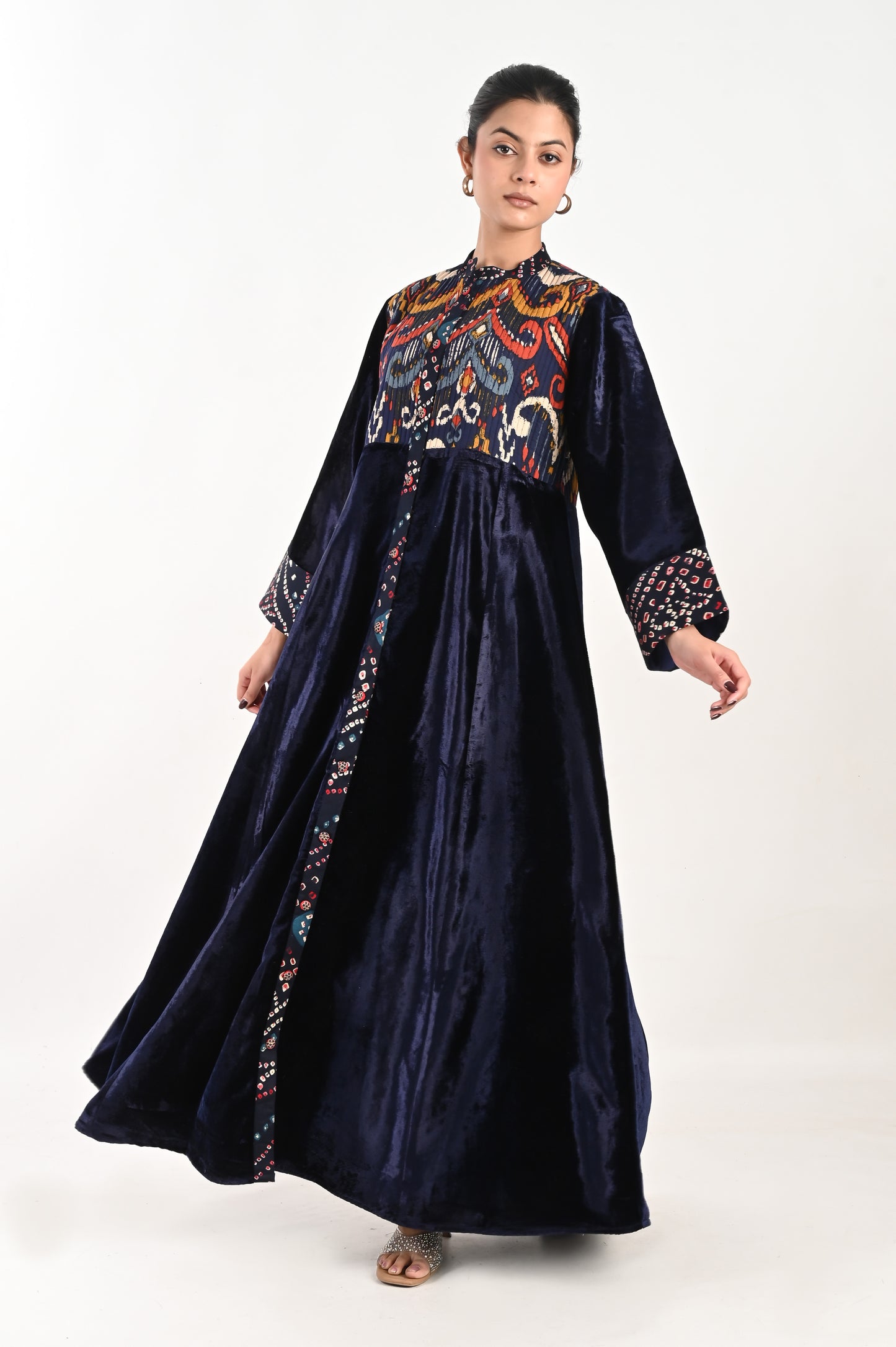 MAGHA VELVET AND QUILTED COTTON KAFTAN-DELIVERY IN 7 TO 10 DAYS