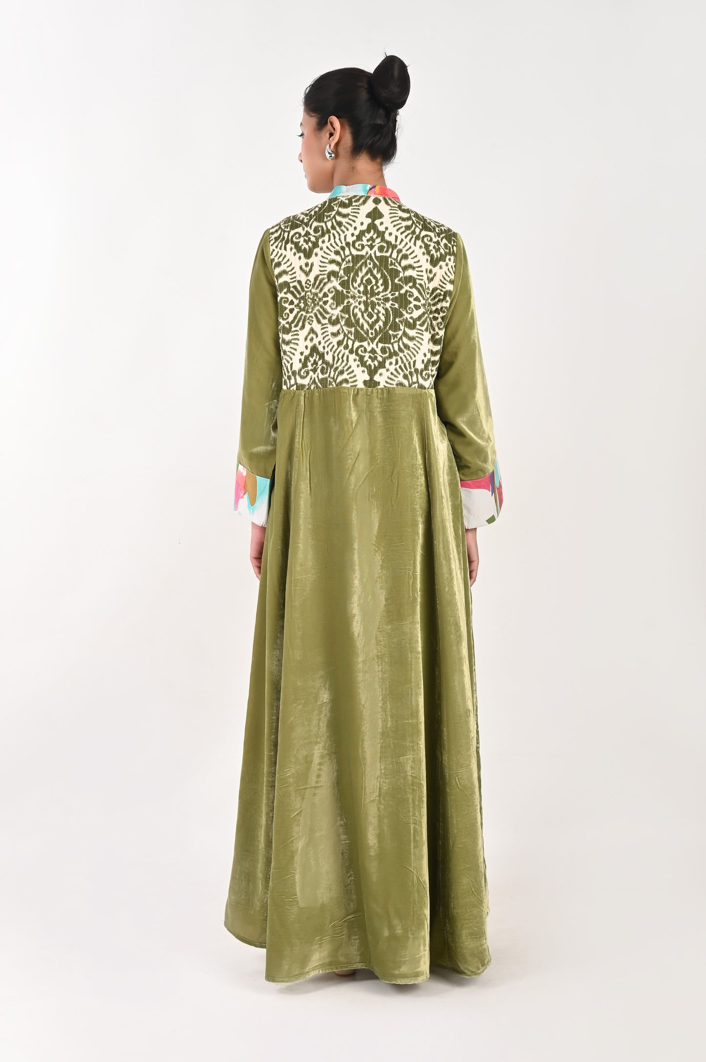 ANYA VELVET AND QUILTED COTTON KAFTAN-DELIVERY IN 7 TO 10 DAYS