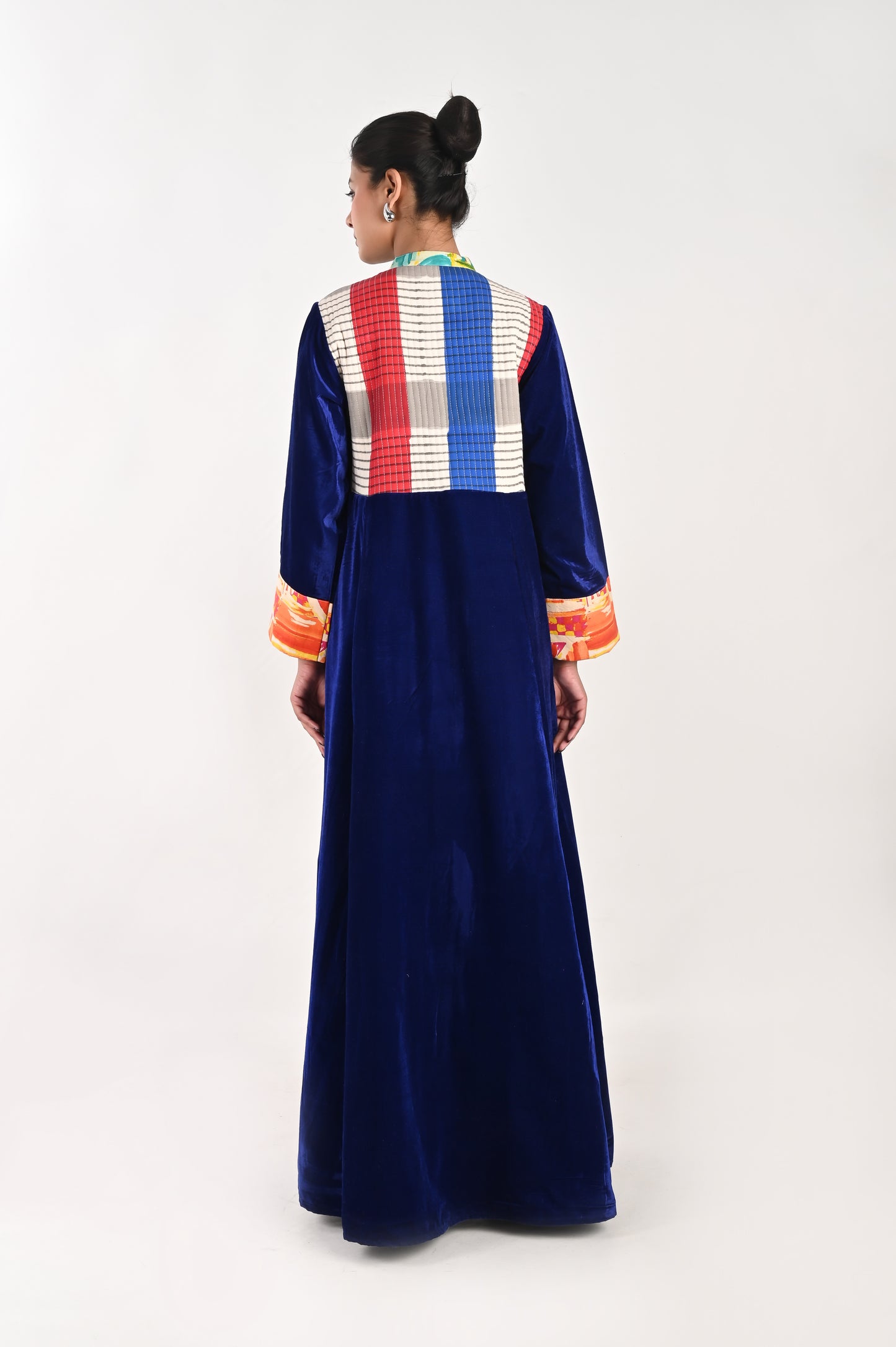 JAYA  VELVET AND QUILTED COTTON KAFTAN-DELIVERY IN 7 TO 10 DAYS