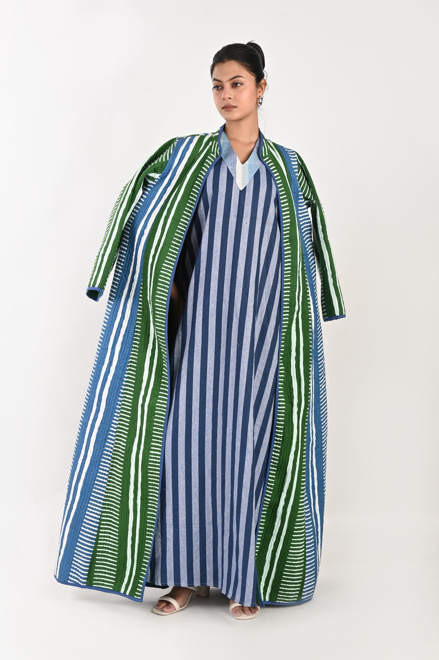 ISHA GREEN AND BLUE  WINTER QUILTED JACKET SET OF 2-DELIVERY IN 10 TO 12 DAYS