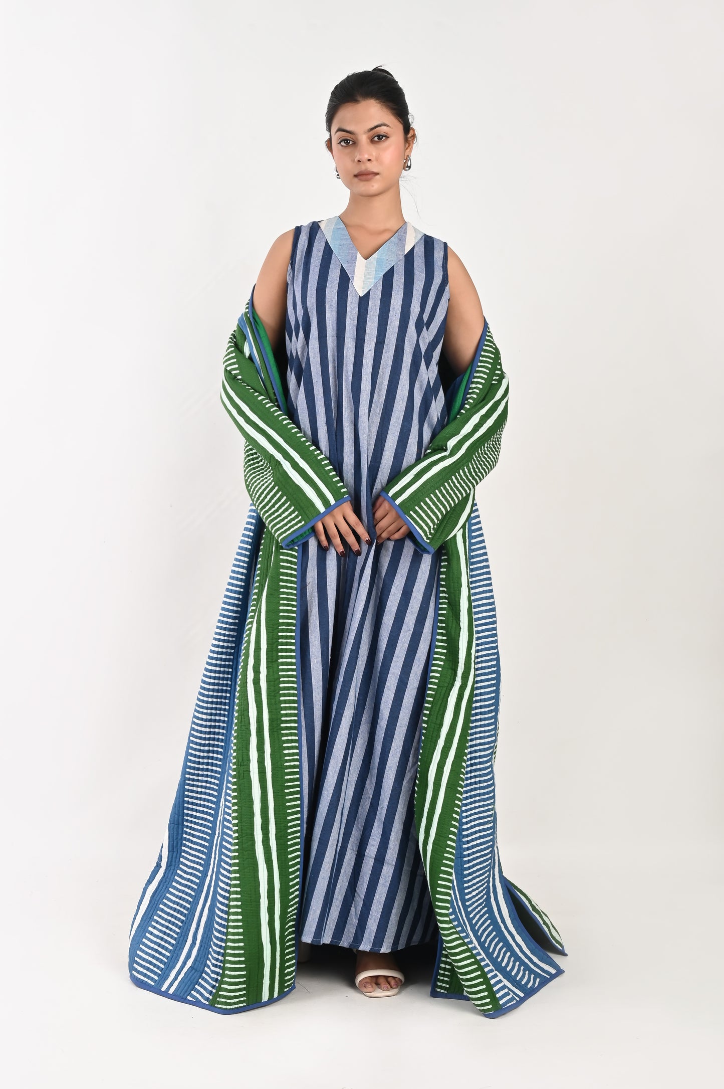 ISHA GREEN AND BLUE  WINTER QUILTED JACKET SET OF 2-DELIVERY IN 10 TO 12 DAYS