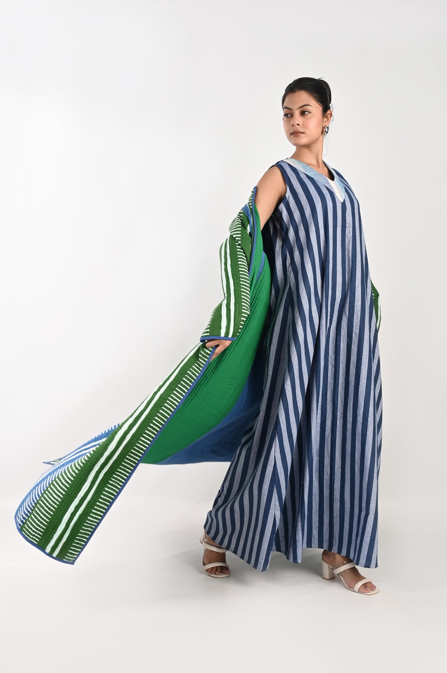 ISHA GREEN AND BLUE  WINTER QUILTED JACKET SET OF 2-DELIVERY IN 10 TO 12 DAYS