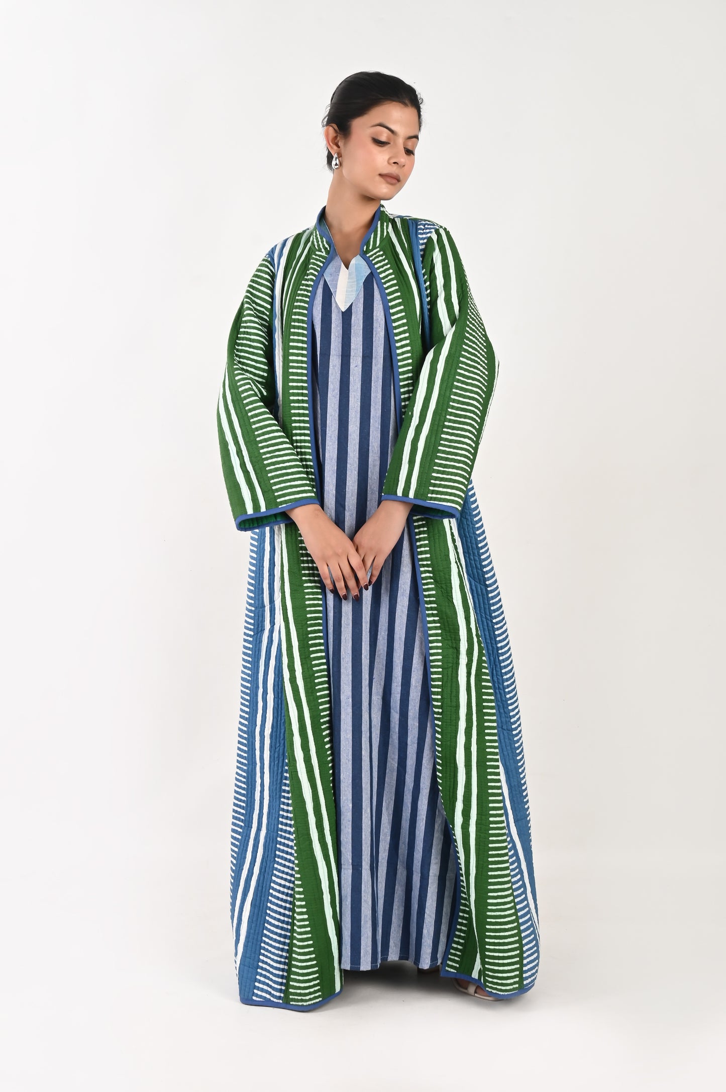 ISHA GREEN AND BLUE  WINTER QUILTED JACKET SET OF 2-DELIVERY IN 10 TO 12 DAYS