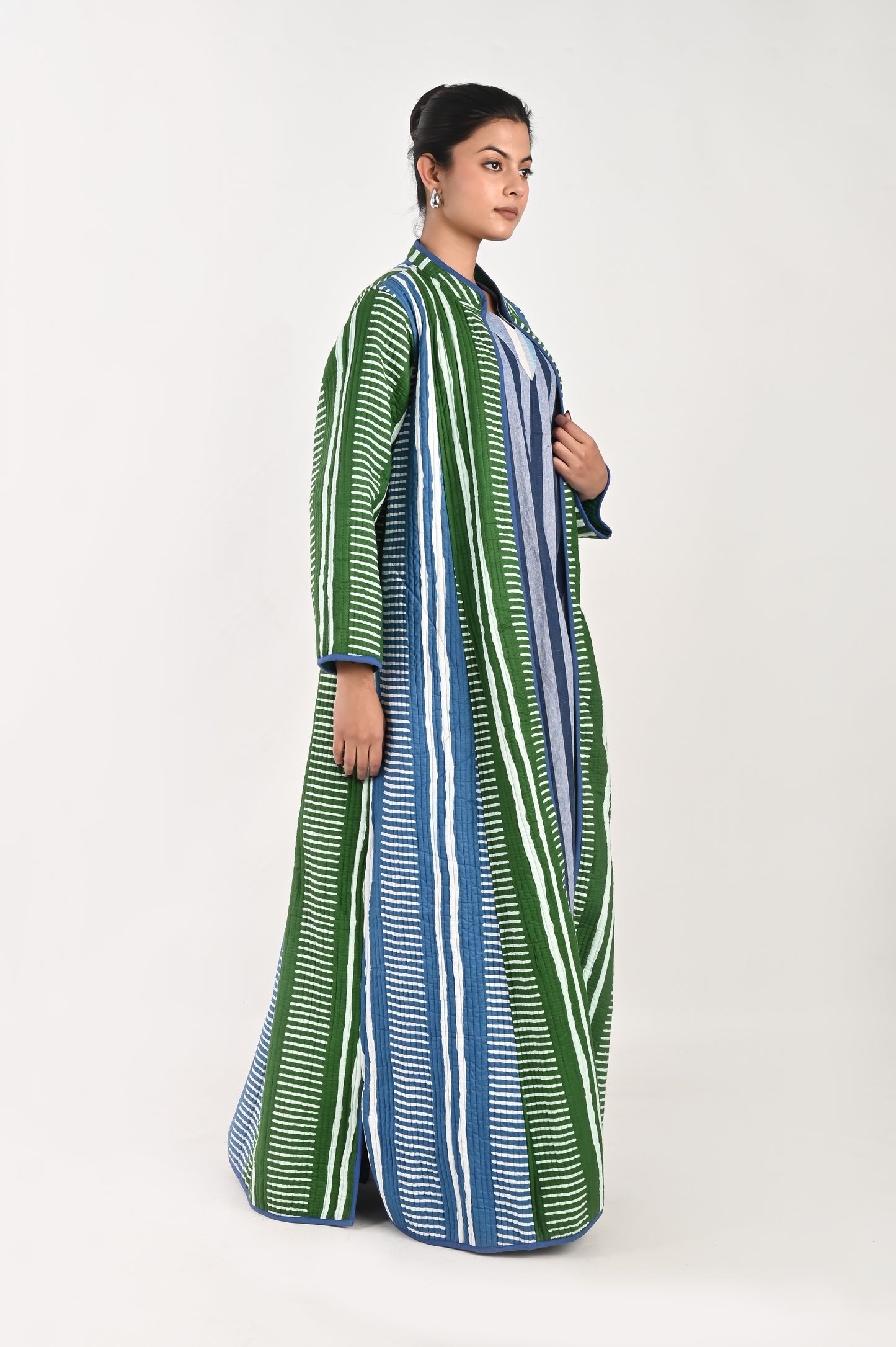 ISHA GREEN AND BLUE  WINTER QUILTED JACKET SET OF 2-DELIVERY IN 10 TO 12 DAYS