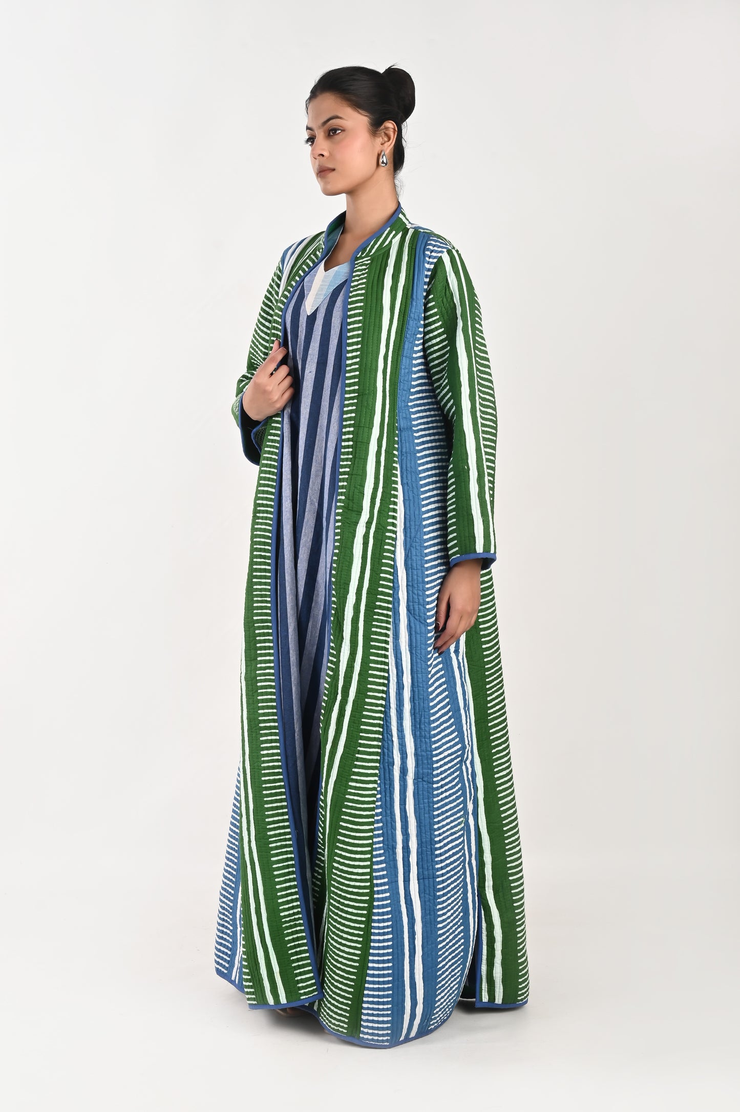 ISHA GREEN AND BLUE  WINTER QUILTED JACKET SET OF 2-DELIVERY IN 10 TO 12 DAYS