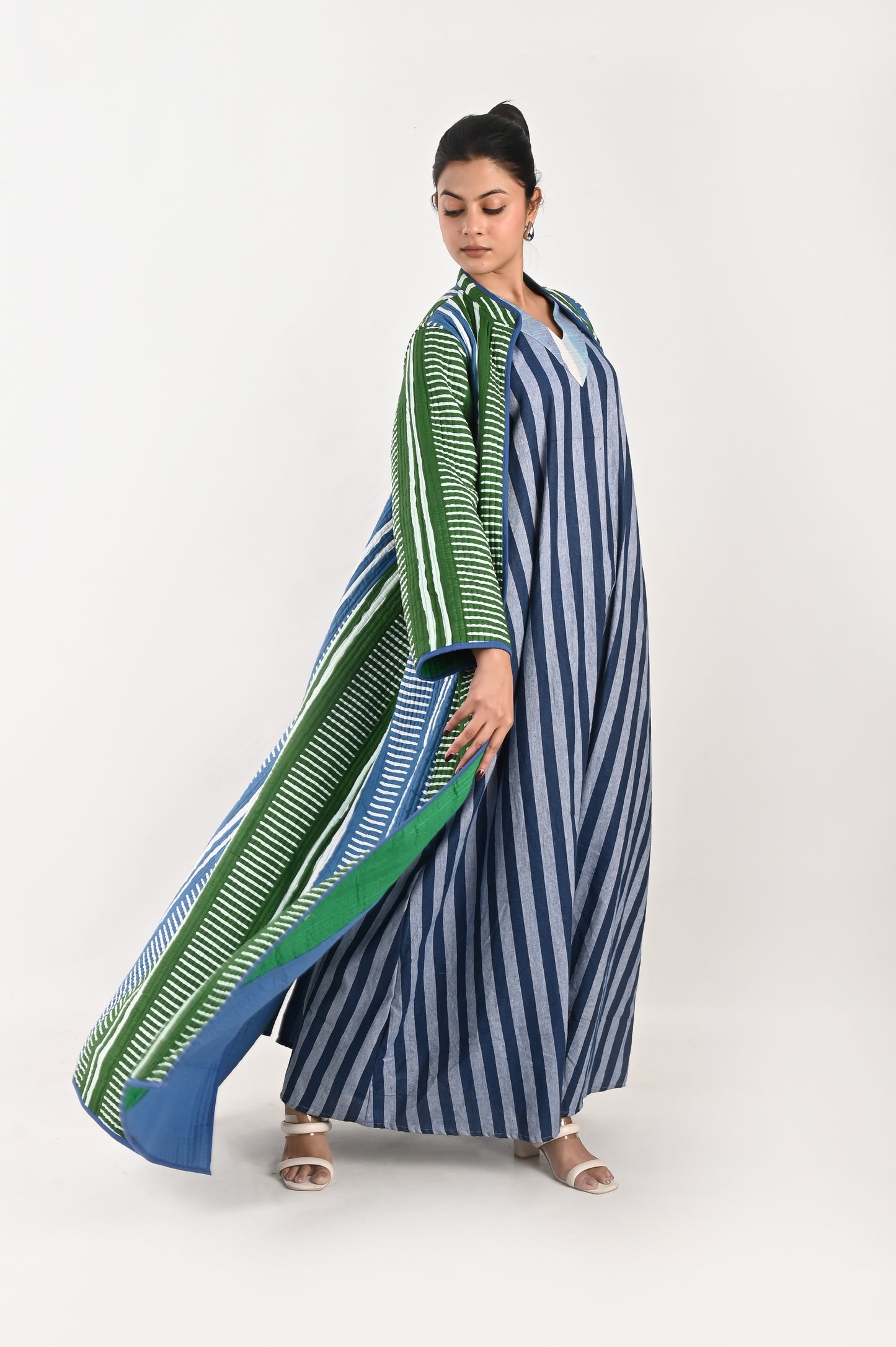 ISHA GREEN AND BLUE  WINTER QUILTED JACKET SET OF 2-DELIVERY IN 10 TO 12 DAYS