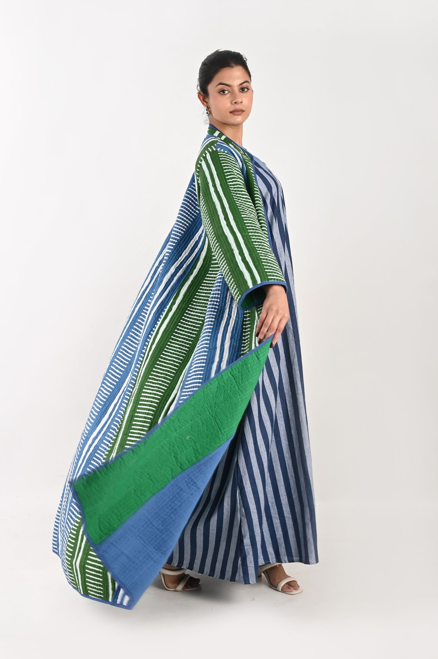 ISHA GREEN AND BLUE  WINTER QUILTED JACKET SET OF 2-DELIVERY IN 10 TO 12 DAYS