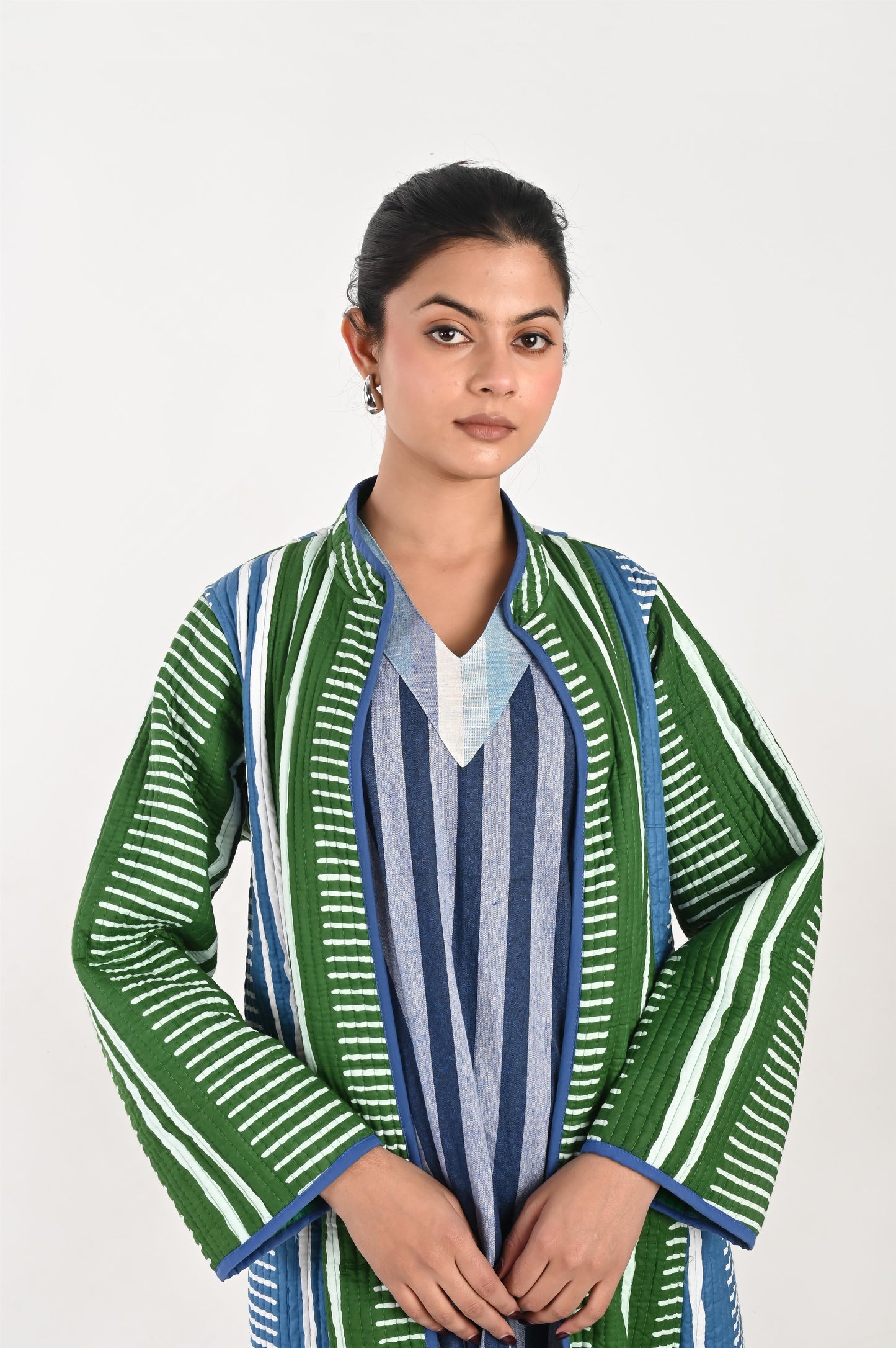 ISHA GREEN AND BLUE  WINTER QUILTED JACKET SET OF 2-DELIVERY IN 10 TO 12 DAYS