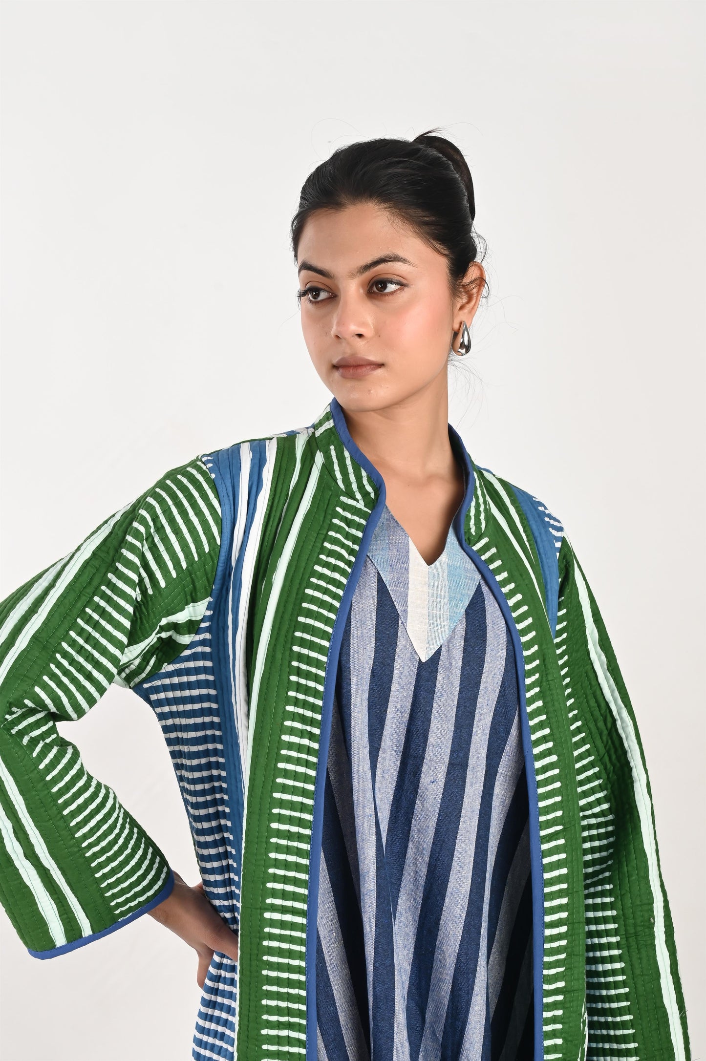 ISHA GREEN AND BLUE  WINTER QUILTED JACKET SET OF 2-DELIVERY IN 10 TO 12 DAYS
