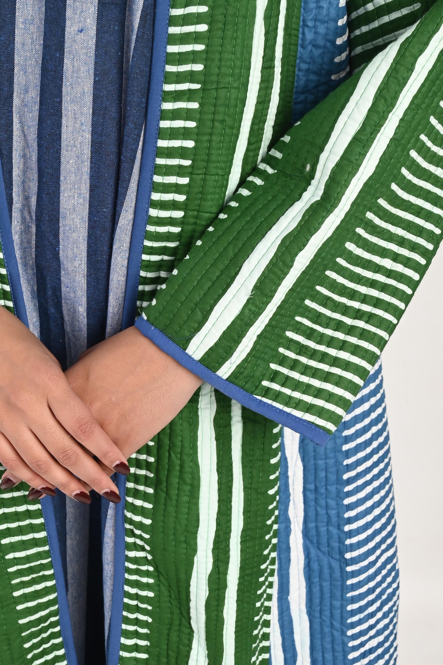 ISHA GREEN AND BLUE  WINTER QUILTED JACKET SET OF 2-DELIVERY IN 10 TO 12 DAYS