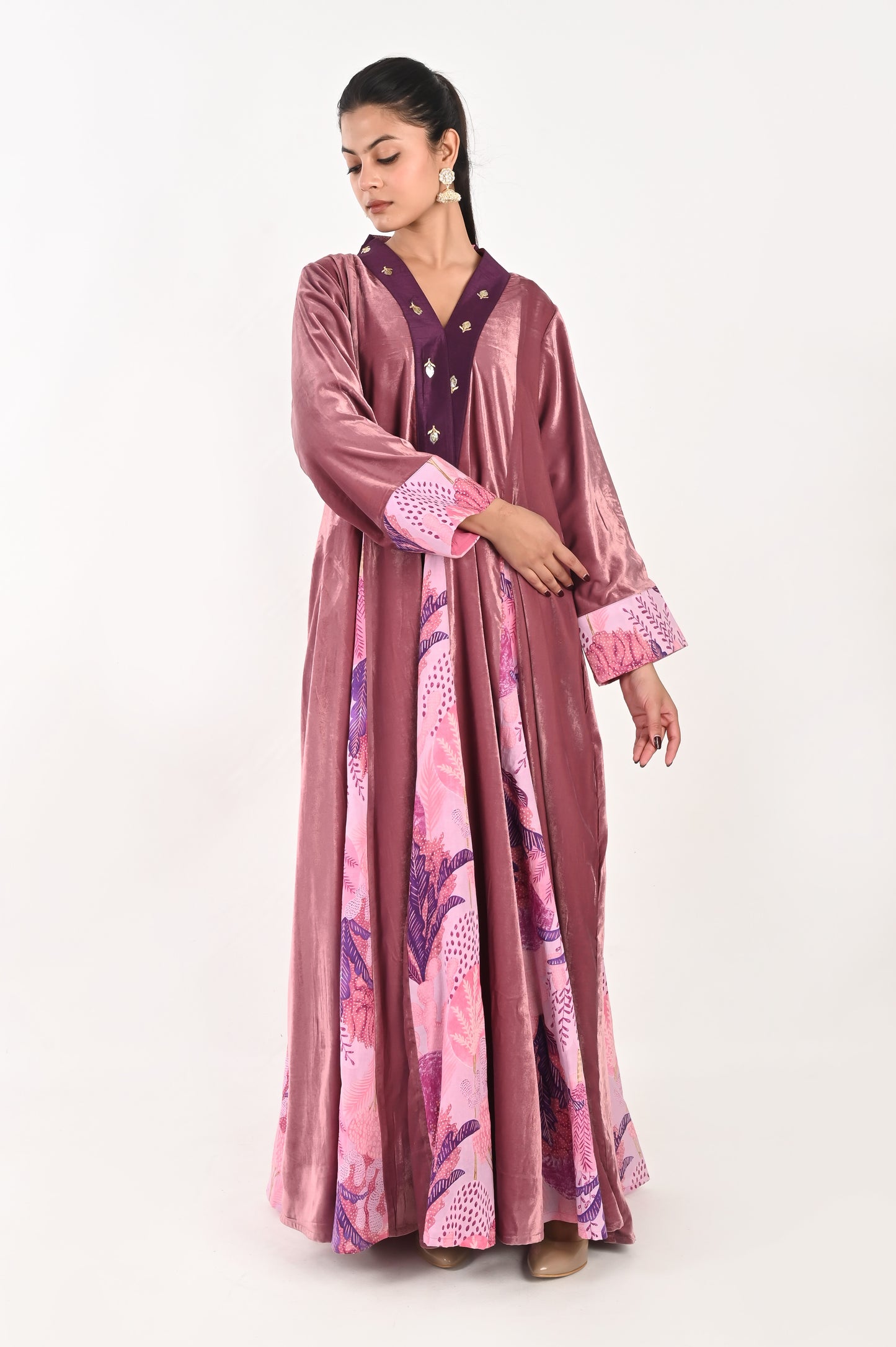 AVNI  VELEVT KAFTAN-DELIVERY IN 1 TO 2 DAYS