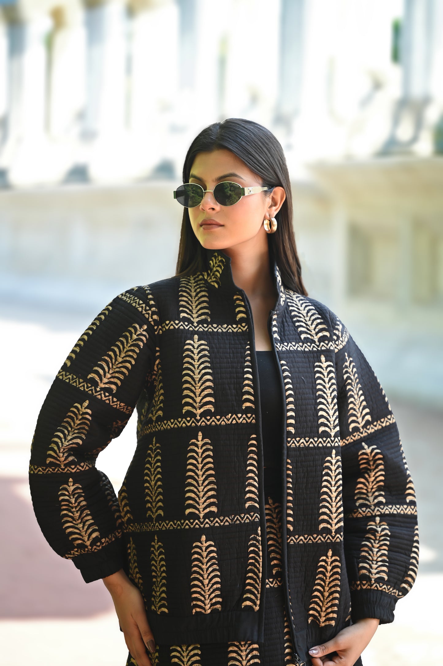 AYVEN black and GOLD WINTER QUILTED JACKET AND SKIRT- DELIVERY IN 10  TO 12  DAYS