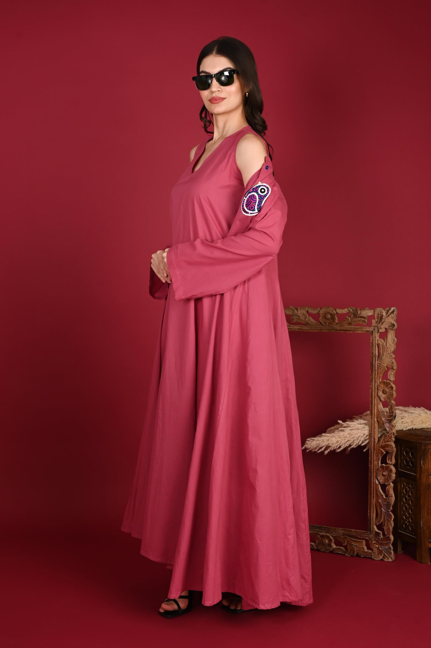 VAYU SET COTTON APPLIQUE Dark pink