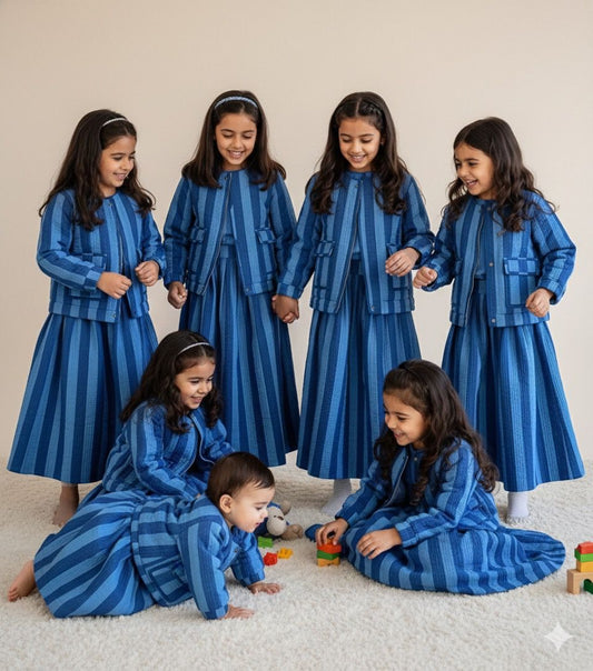 AYVEN BLUE WINTER QUILTED JACKET AND SKIRT KIDS- DELIVERY IN 10 TO 12 DAYS