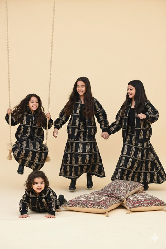 IVA BLACK  and GOLDWINTER QUILTED JACKET AND SKIRT KIDS- DELIVERY IN 10 TO 12 DAYS