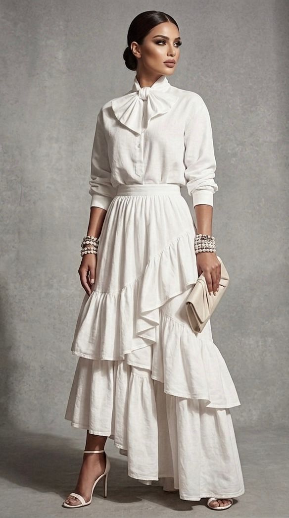 ATMAN  SKIRT AND SHIRT SET WHITE (SET OF 2) -Delivery in 1 WEEK