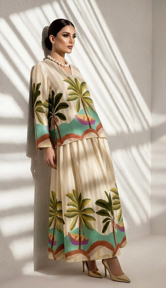 SORAYA BEIGE TOP AND SKIRT SET(SET OF 2) -Delivery in 1 WEEK