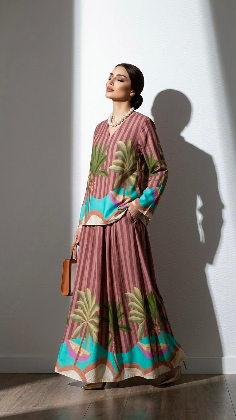 SORAYA BROWN TOP AND SKIRT SET(SET OF 2) -Delivery in 3 TO 4 DAYS