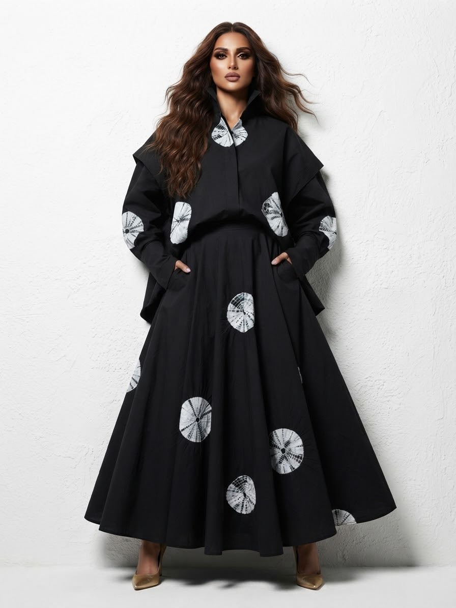 AINA black TIE DYE SKIRT AND SHIRT    (SET OF 2) -Delivery in 10 to 12 days