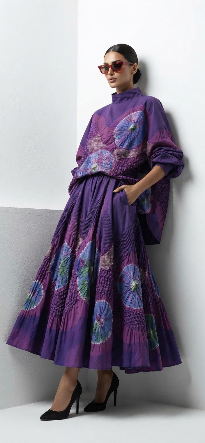 SHIBORI SHIRT AND SKIRT SET  (SET OF 2) -PREORDER-DELIVERY IN 2 WEEKS