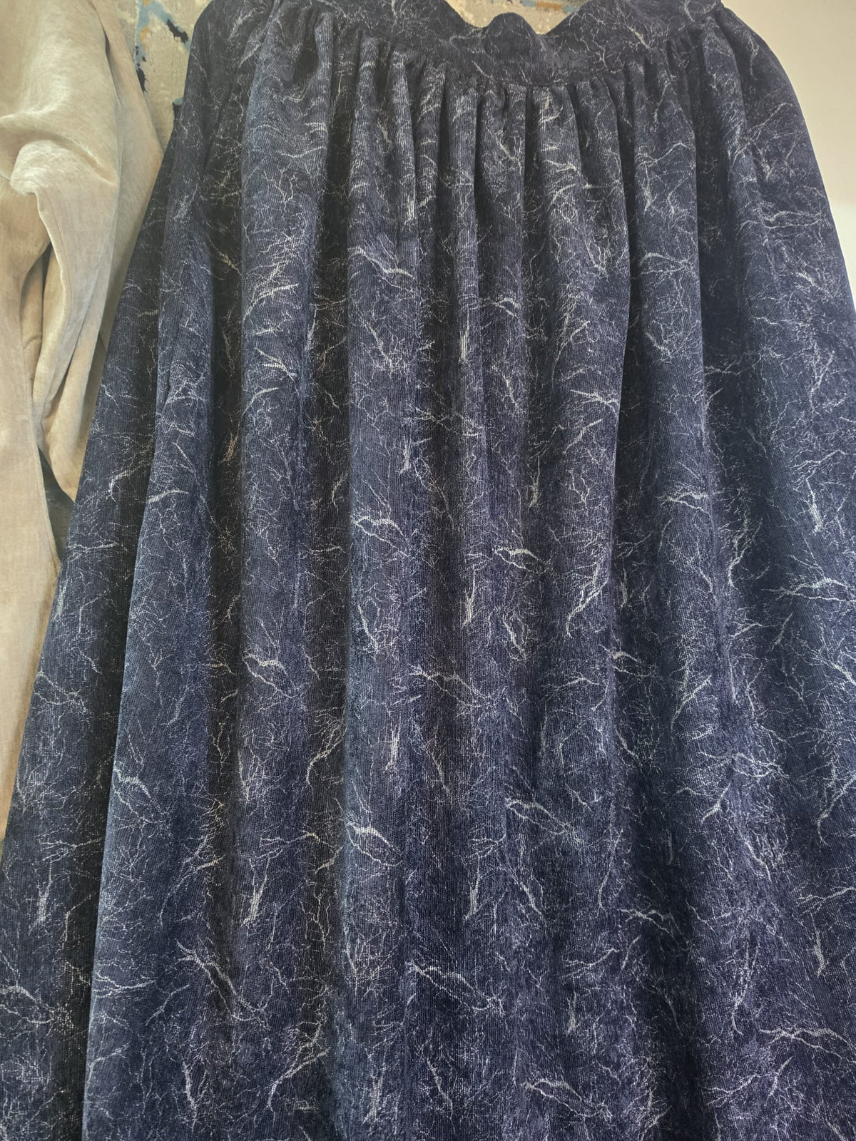 KAYA suede velvet shirt and brocade skirt