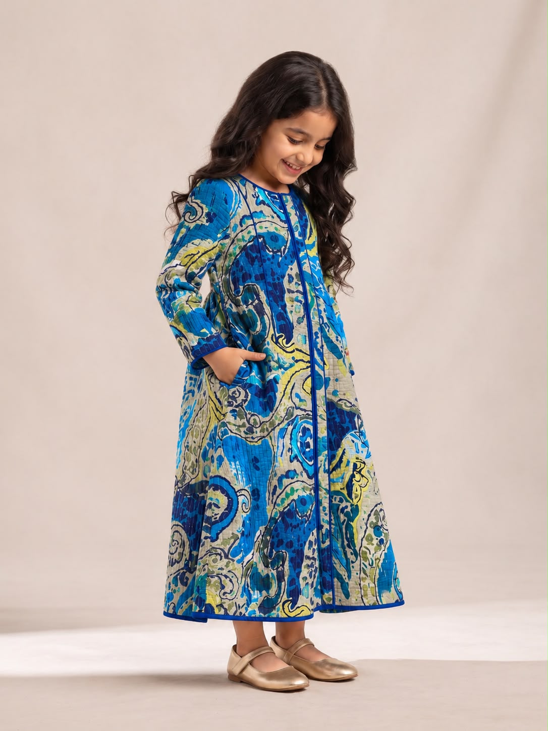 ARNA BLUE KIDS quilted dress -DELIVERY IN 7 TO 10 DAYS