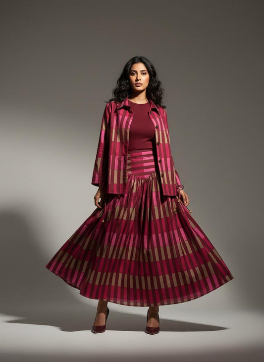 YARA FUSCHIA SKIRT AND SHIRT SET (SET OF 2) -Delivery in 7 to 10 days-LIMITED QUANTITIES