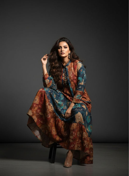 SASHA SET--DELIVERY IN 1 OR 2 DAYS-قفطان من القطن والحرير مع جاكيت شتوي مبطّن