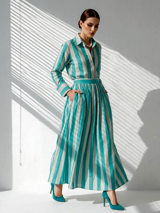 SORAYA TEAL TOP AND SKIRT SET(SET OF 2) -Delivery in 1 week
